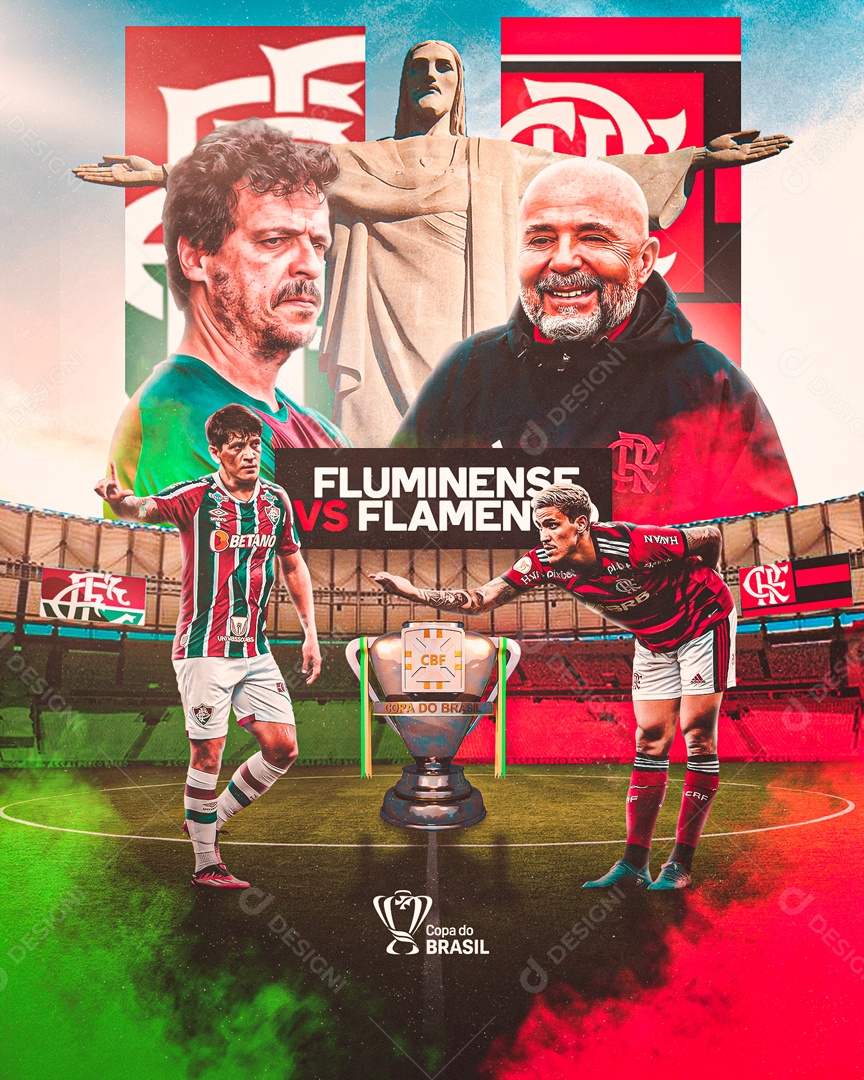 Flyer Flamengo x Fluminense Social Media PSD Editável