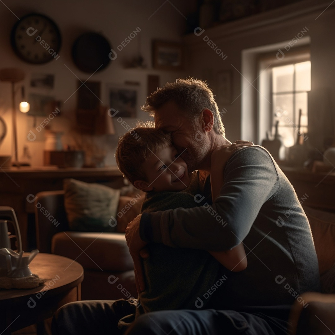 Pai e filho juntos felizes Dia dos Pais