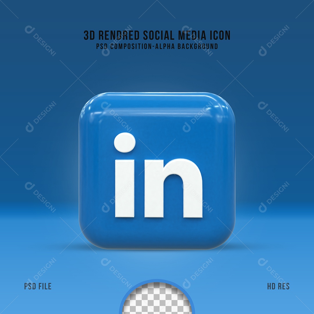 Ícone LinkedIn De Elemento 3D Para Composição PSD