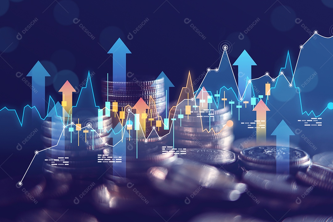 Finanças empresariais e conceito de investimento, ganho de capital crescimento econômico do dinheiro mundial.