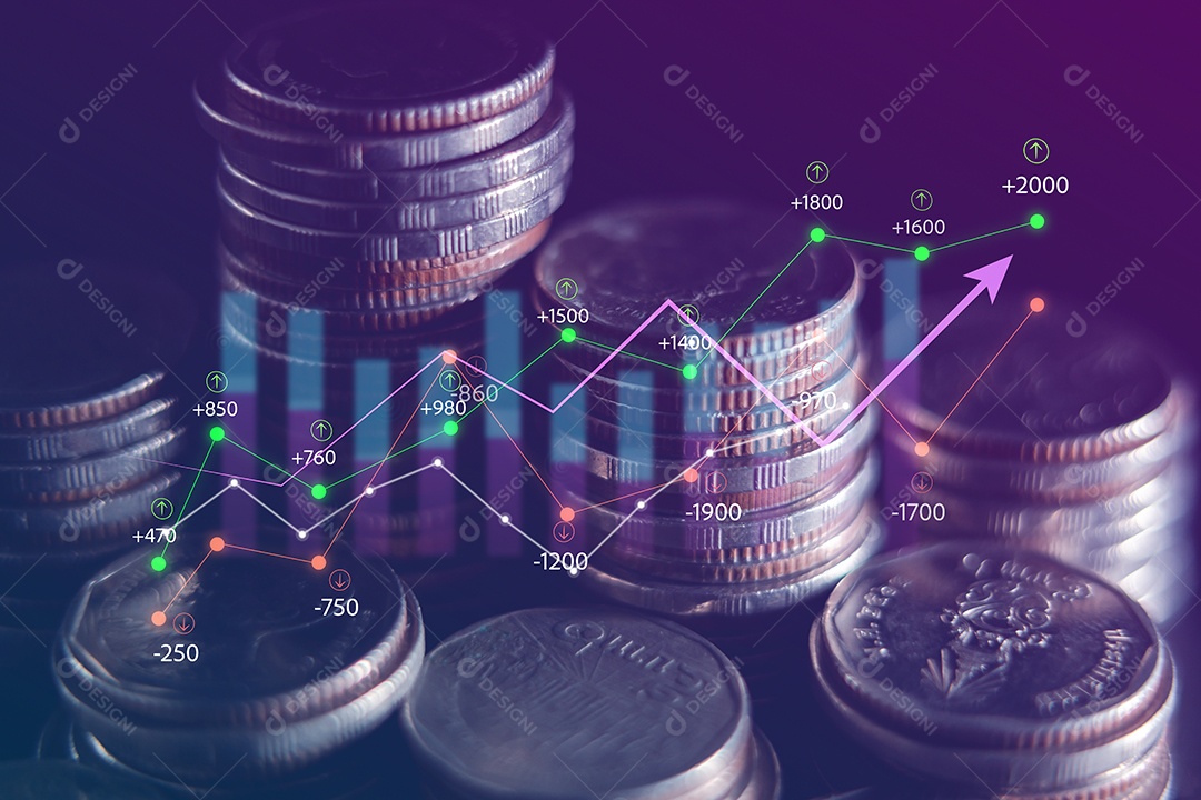 Finanças empresariais e conceito de investimento, ganho de capital crescimento econômico do dinheiro mundial.