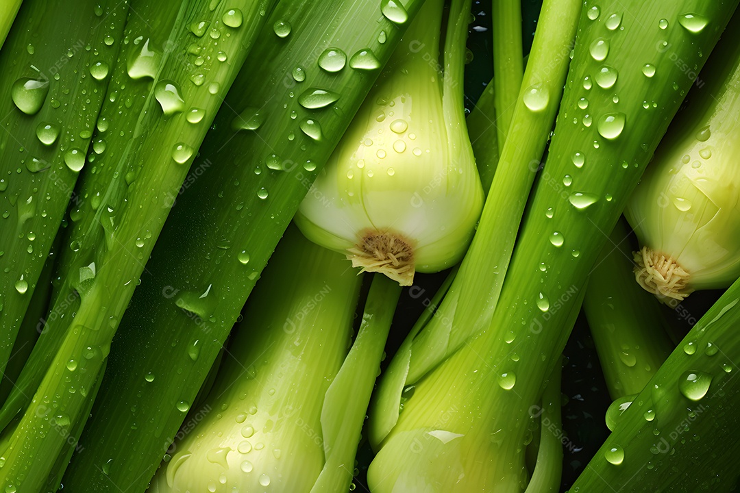 Várias Cebolinha Em Fundo Isolado
