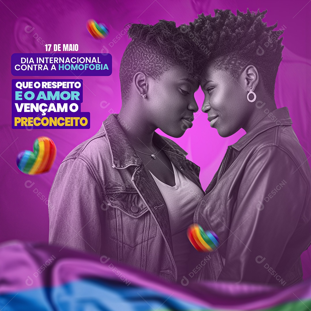 17 de Maio Dia Internacional Contra a Homofobia Social Media PSD Editável