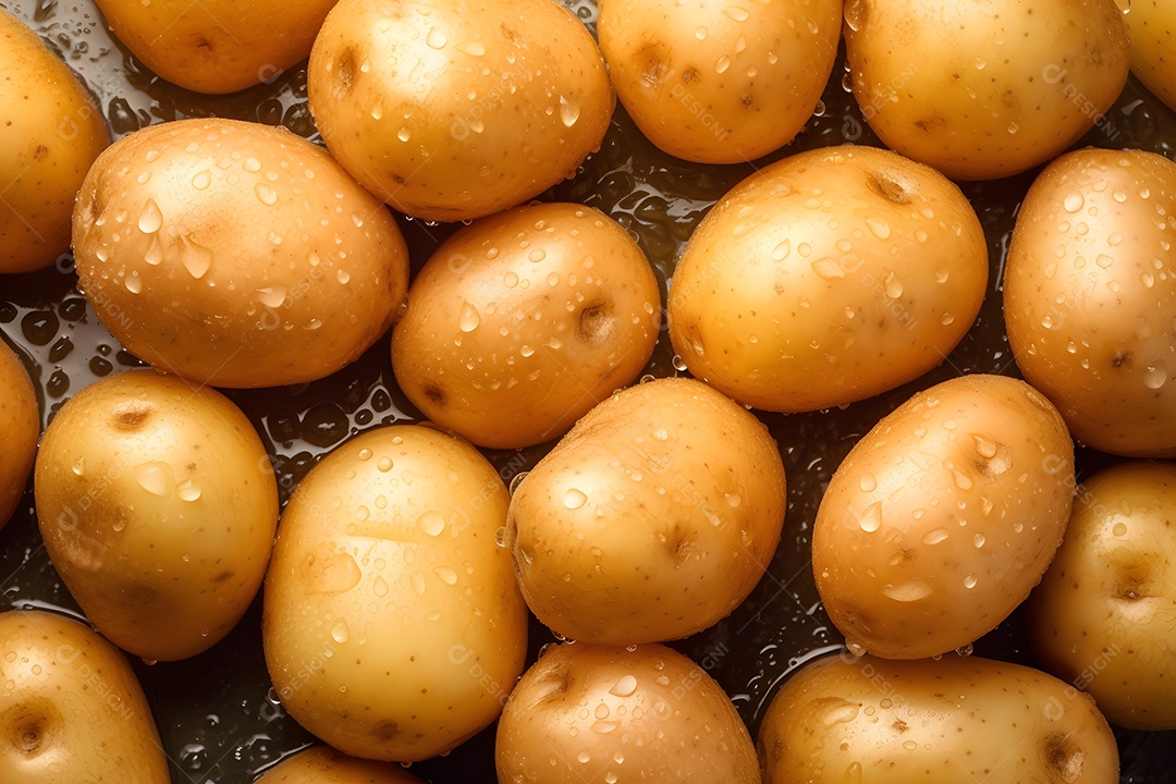 Várias Batatas Em Fundo Isolado