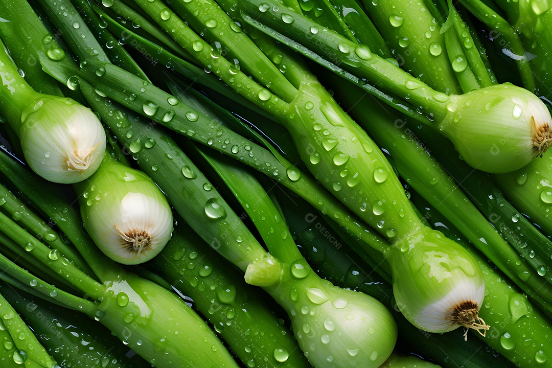 Várias Cebolinha Em Fundo Isolado