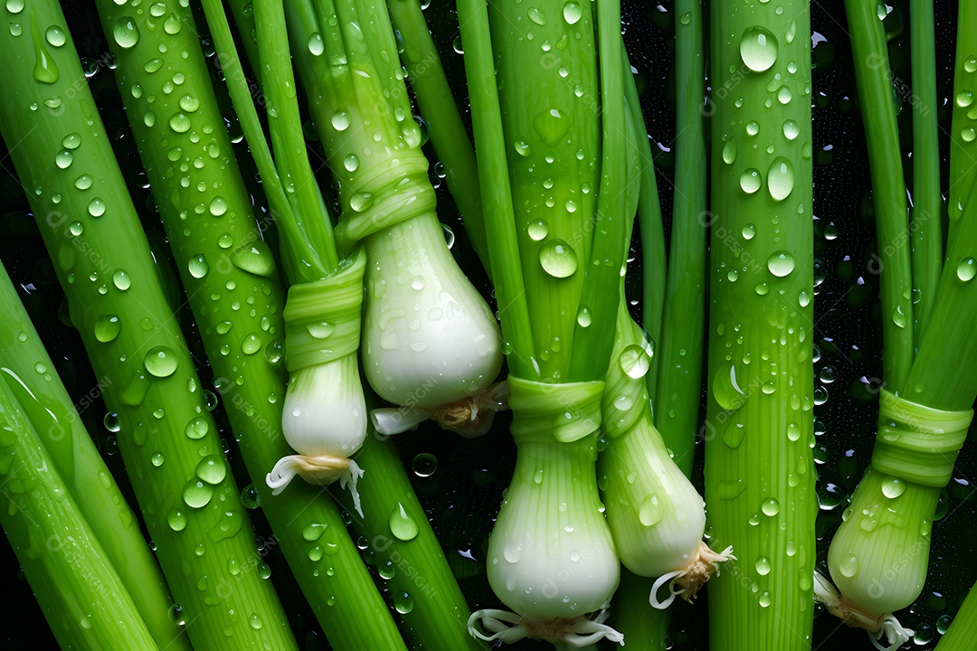 Várias Cebolinha Em Fundo Isolado