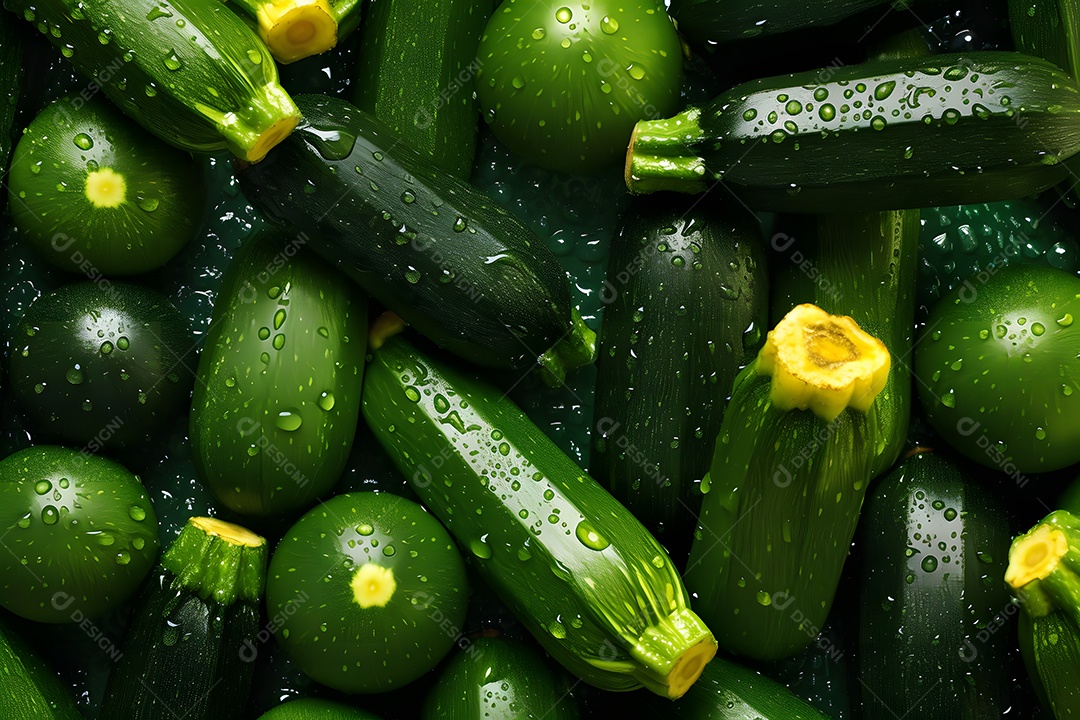 Várias Abobrinha Italiana Em Fundo Isolado