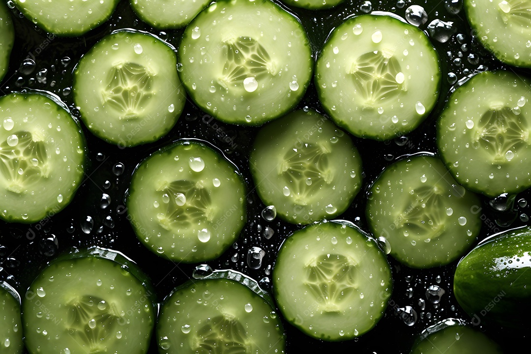 Vários Pepinos Cortados