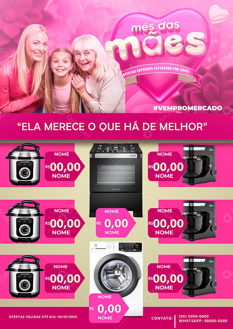 Encarte Mês Das Mães Ela Merece O Que Há De Melhor Supermercado Social Media PSD Editavel