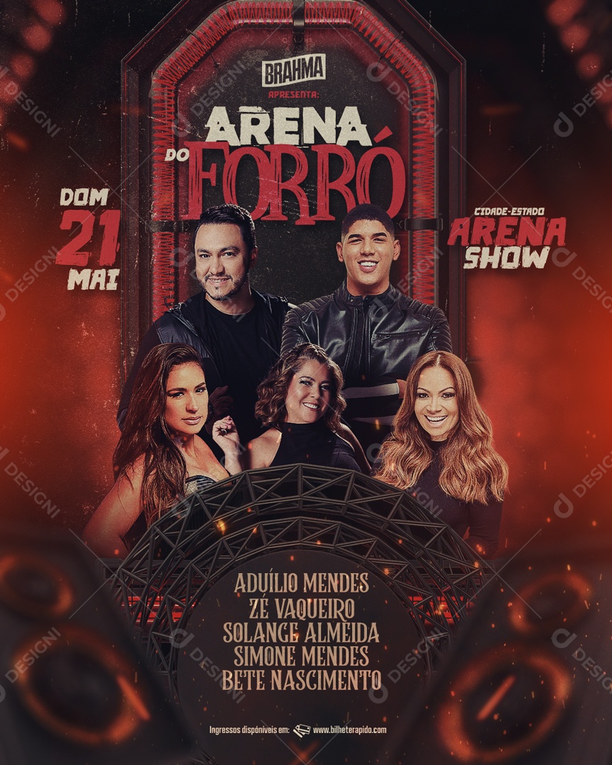 Flyer Dia 21 de Maio Arena Show tem Arena Forró Social Media PSD Editável