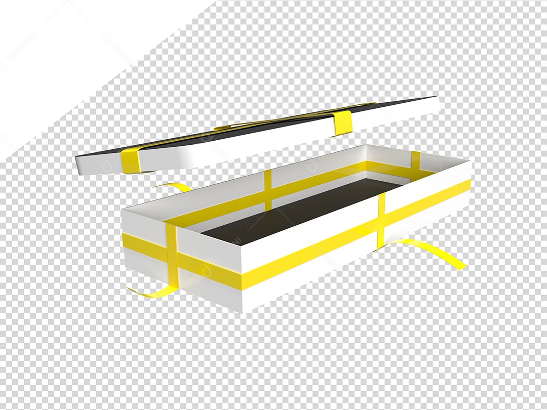Caixa De Presente Com Fita Amarela Elemento Para Composição PSD