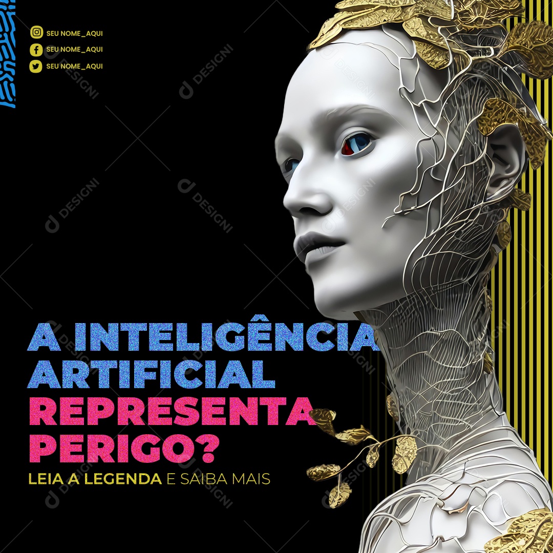 Marketing Digital A inteligência Artificial Representa Perigo Social Media PSD Editável