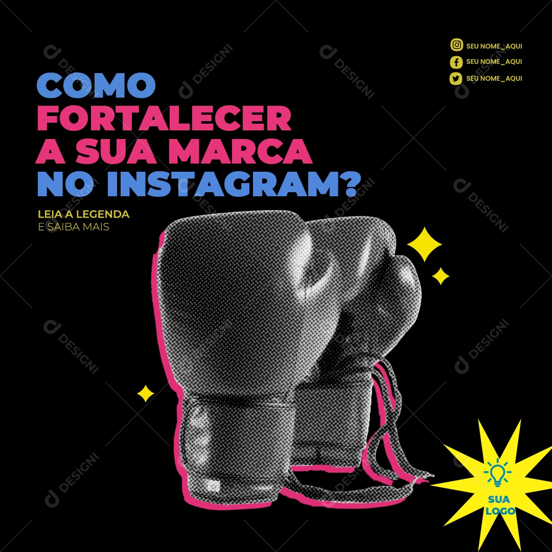 Marketing Digital Como Fortalecer Sua Marca no Instagram Social Media PSD Editável