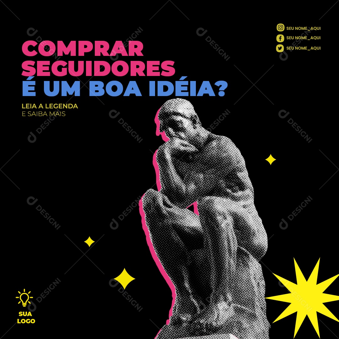 Marketing Digital Comprar Seguidores e uma Boa Ideia Social Media PSD Editável