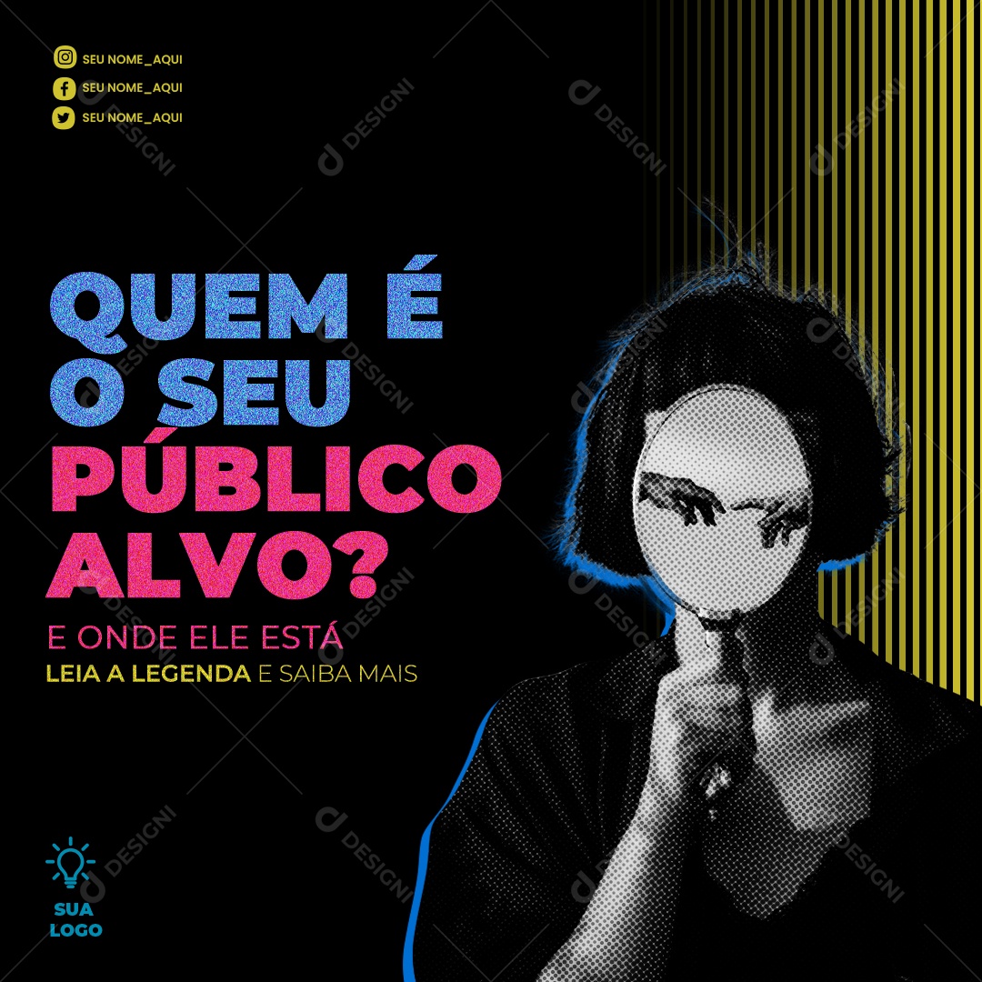 Marketing Digital Quem e Seu Publico Social Media PSD Editável
