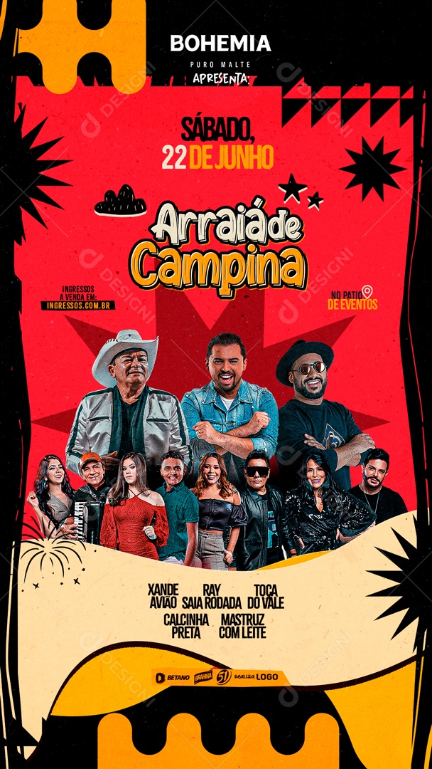 Story Arraiá De Campina Flyer Show Social Media PSD Editavel