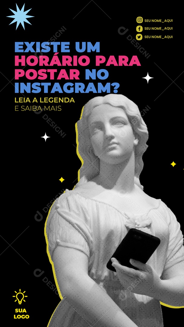 Story Marketing Digital Qual Horário Você Posta no Instagram Social Media PSD Editável