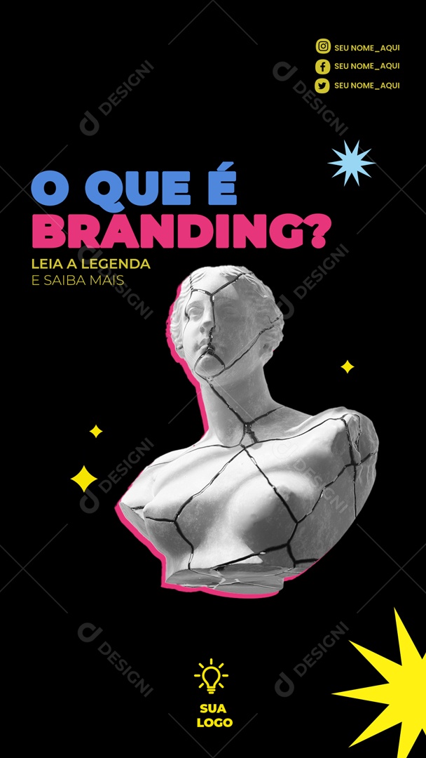Story Marketing Digital Você Sabe o que é Branding Social Media PSD Editável