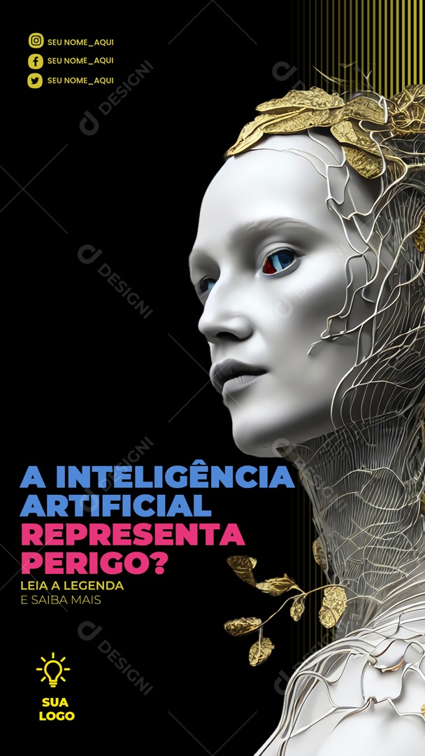Story Marketing Digital A inteligência Artificial Representa Perigo Social Media PSD Editável