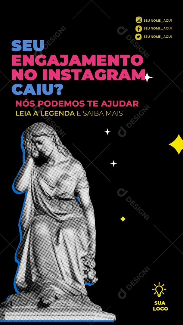 Story Marketing Digital Engajamento do Instagram Podemos te Ajudar Social Media PSD Editável