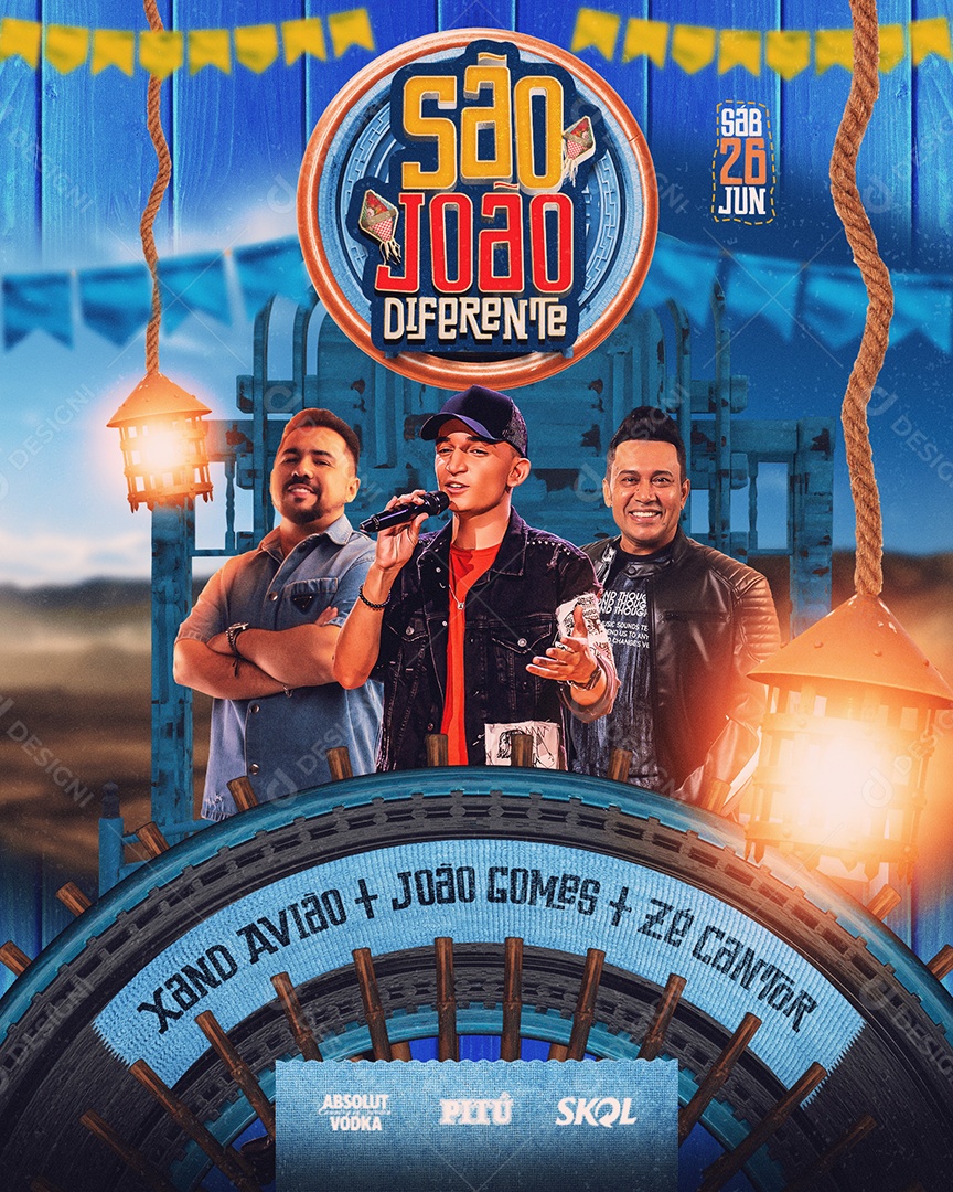 Flyer Dia 26 de Junho São João Diferente Social  Media PSD Editavel