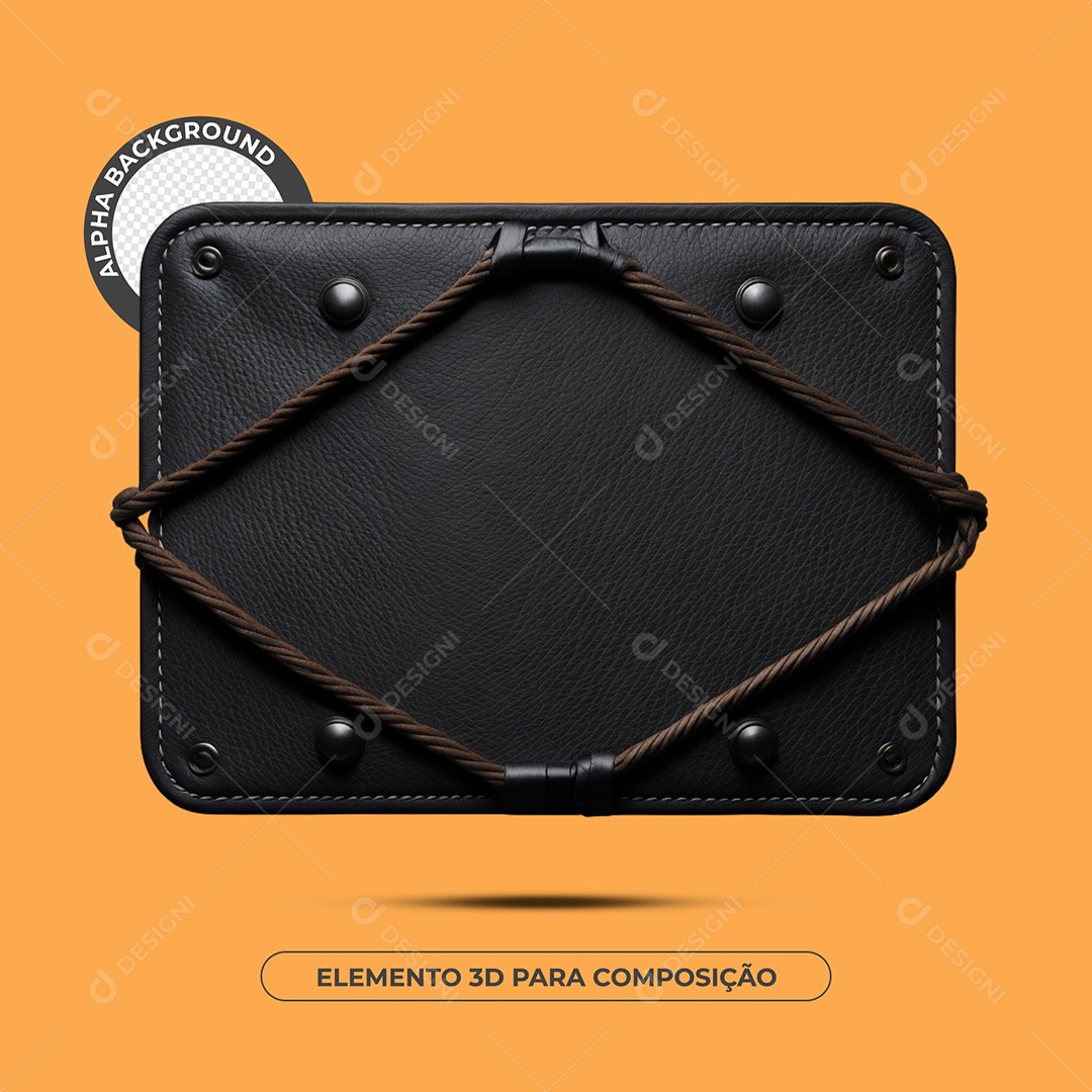 Placa de Couro Elemento 3D Pra Composição PSD
