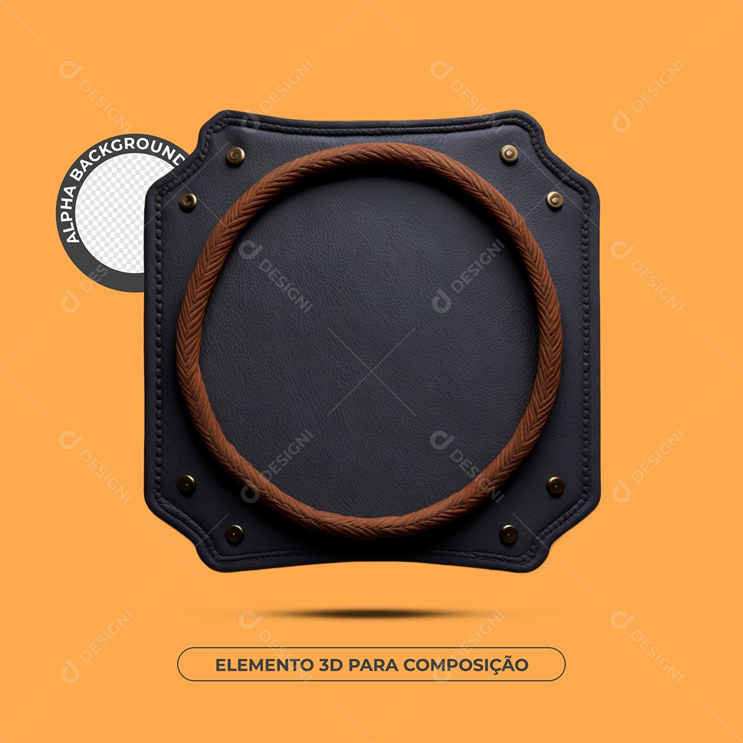Placa De Couro Elemento 3D Para Composição PSD