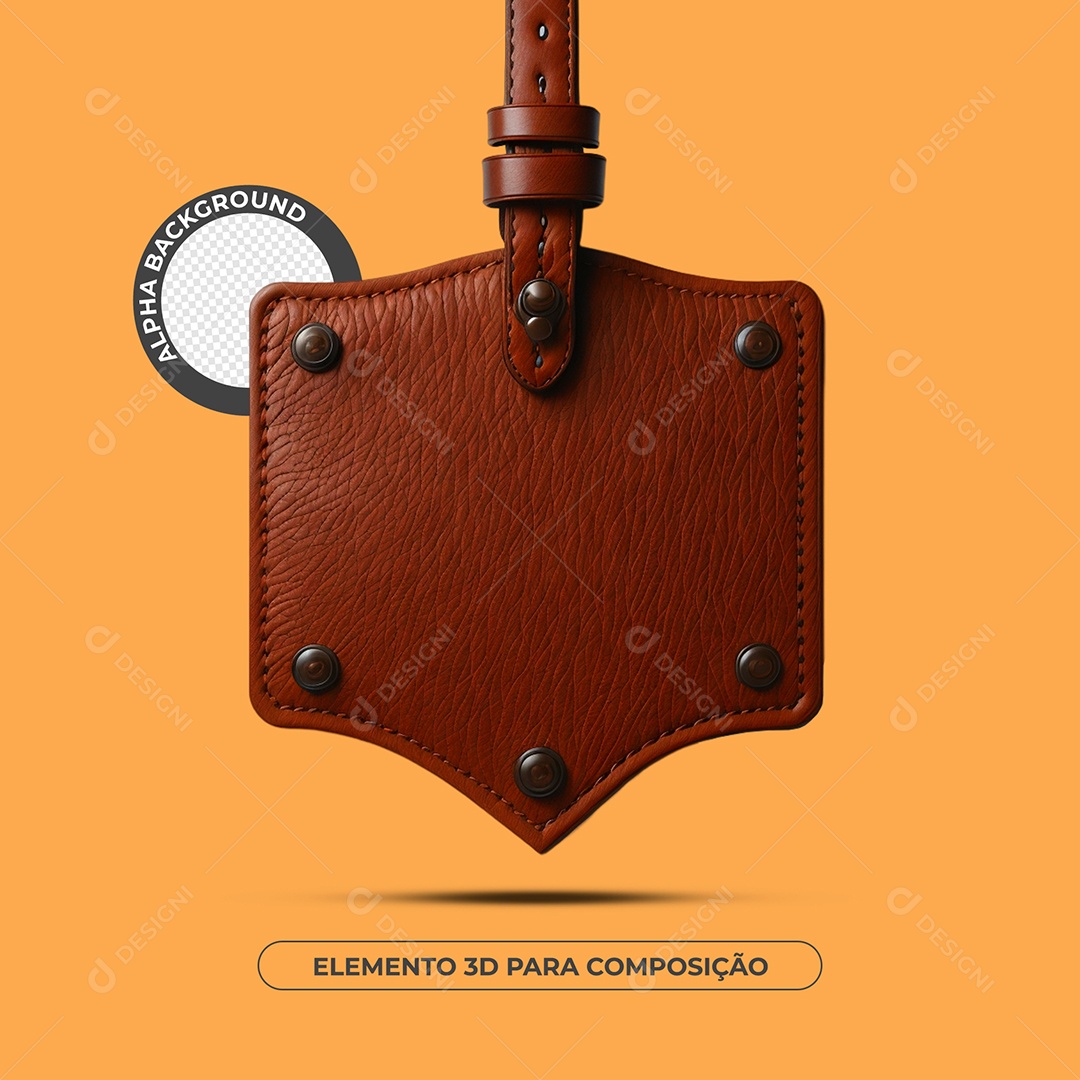 Placa De Couro Elemento  3D Para Composição PSD