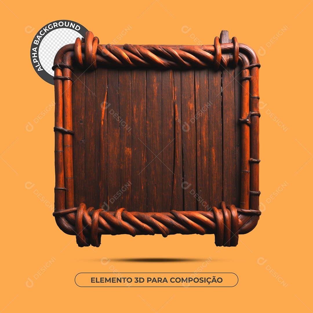 Placa De Madeira Elemento 3D Para Composição PSD