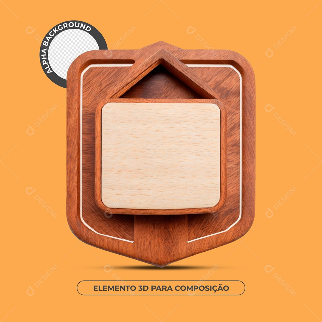 Placa De Madeira  Elemento 3D Para Composição PSD