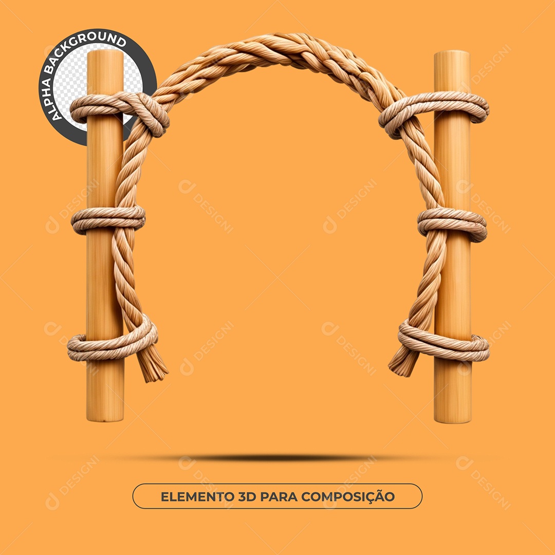 Arco De Corda E Madeira Elemento 3D Para Composição PSD