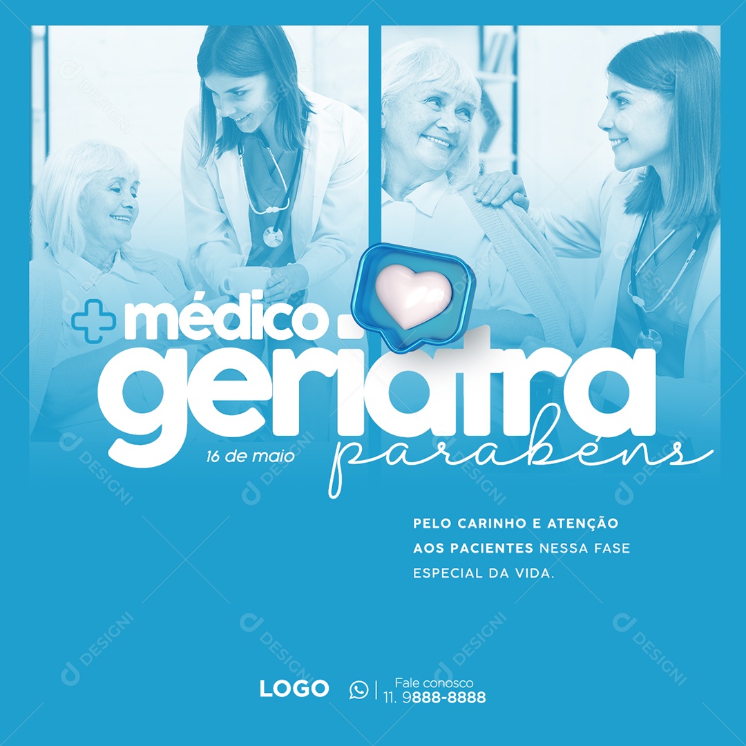No dia 16 de aio é Celebrado Nacionalmente o Dia do Geriatra Social Media PSD Editável