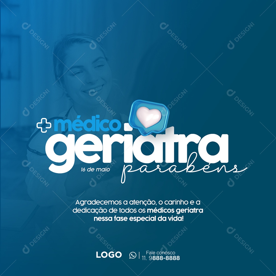 No dia 16 de Maio é Celebrado Nacionalmente o Dia do Geriatra Social Media PSD Editável