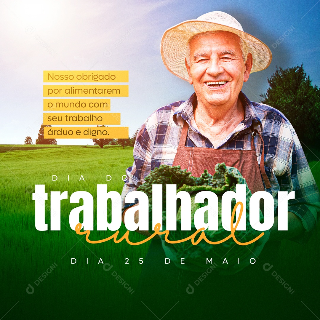 Dia Do Trabalhador Rural 25 De Maio Árduo E Digno Social Media PSD Editável