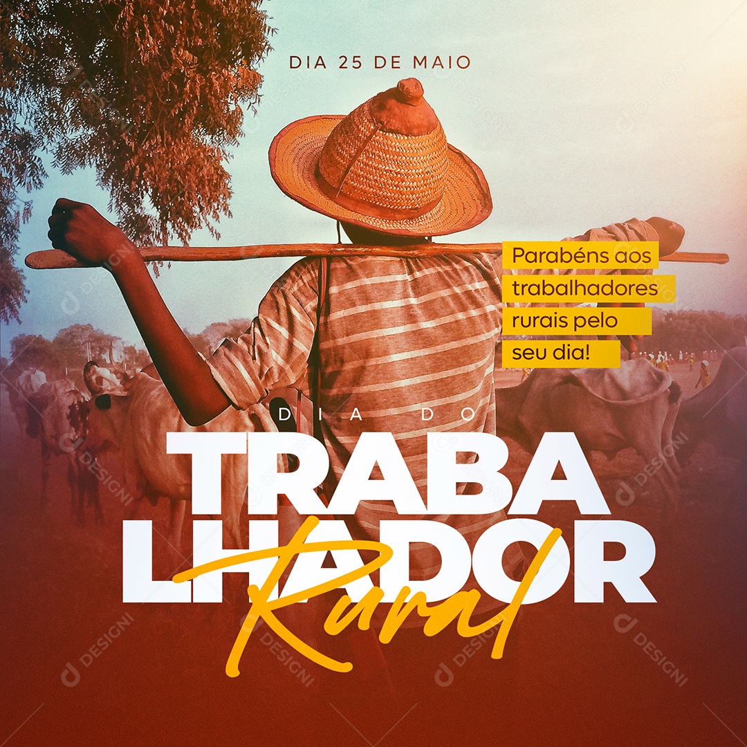 Social Media Dia Do Trabalhador Rural Pelo Seu Dia PSD Editável