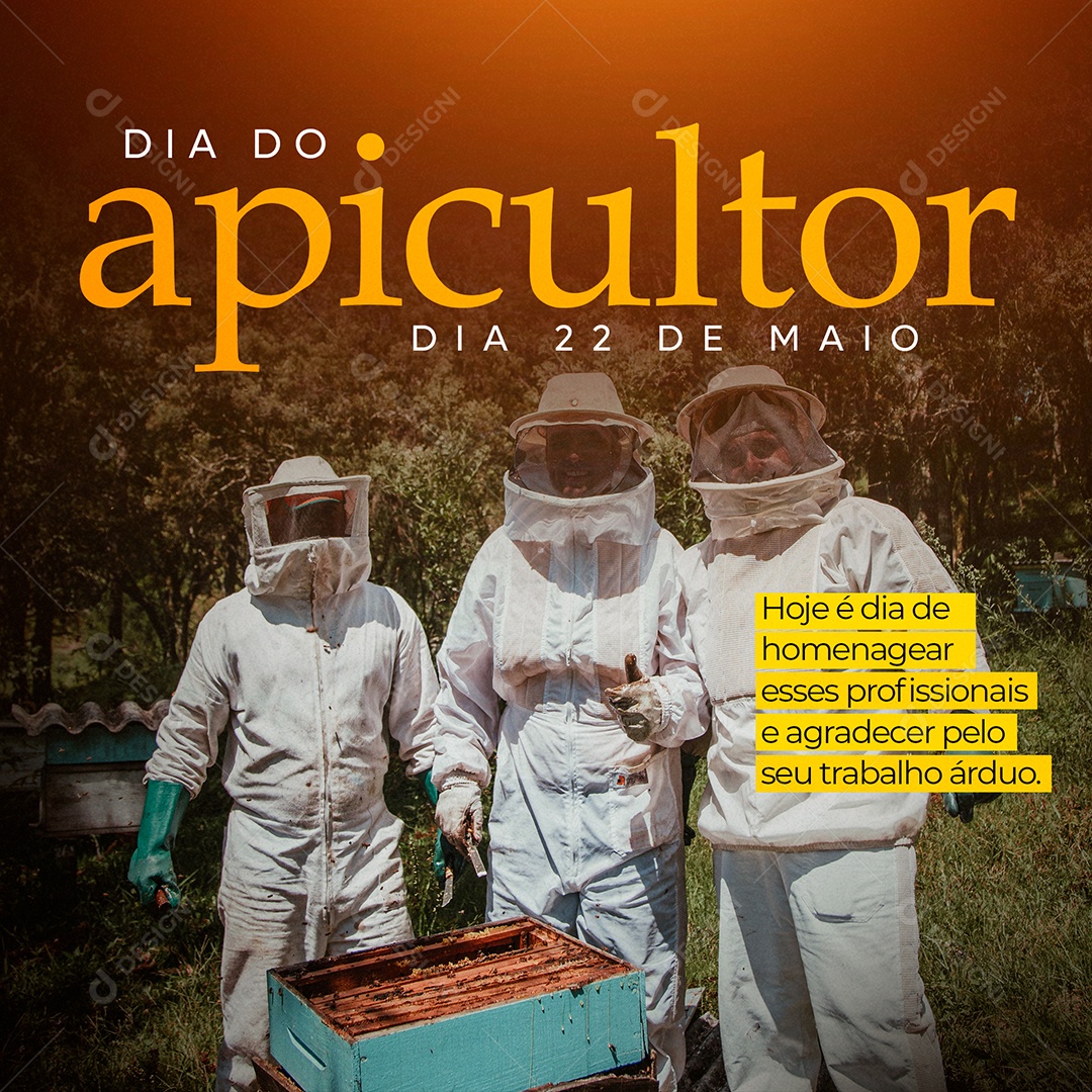 Social Media Dia Do Apicultor 22 De Maio Trabalho Árduo PSD Editável
