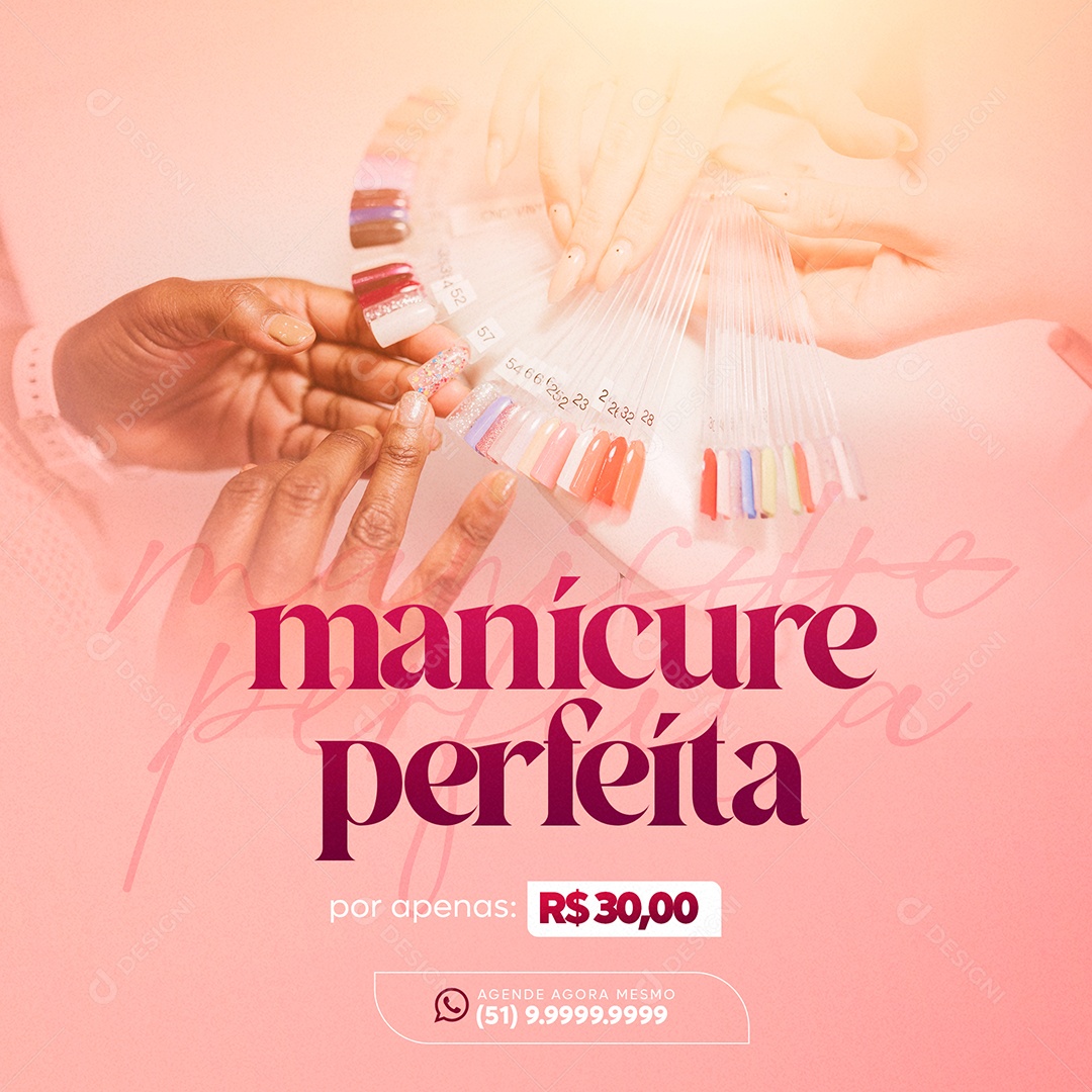Manícure Perfeita Salão de Beleza Social Media PSD Editável