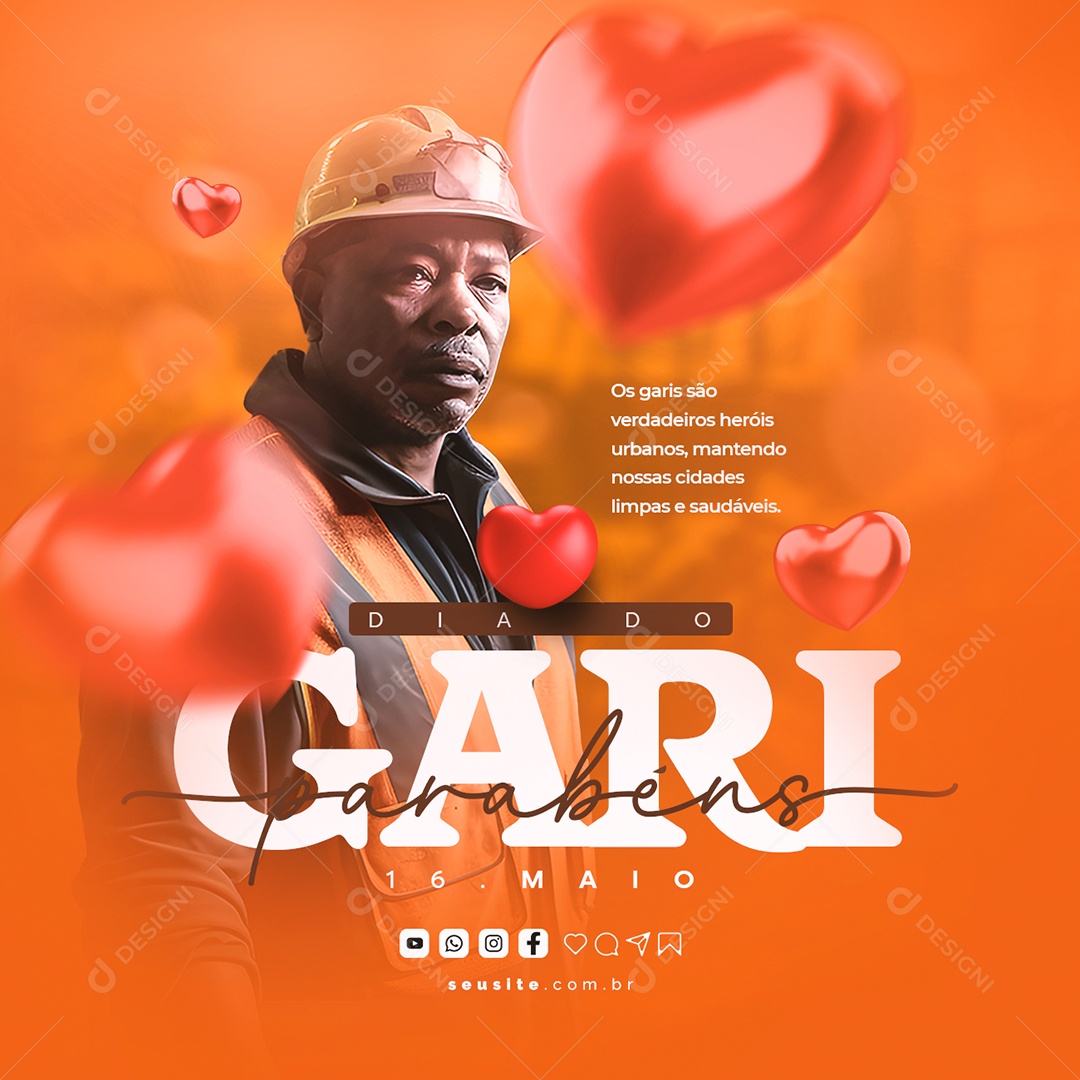 Os Garis São Verdadeiros Heróis Urbanos 16 De Maio Dia Do Gari Social Media PSD Editável