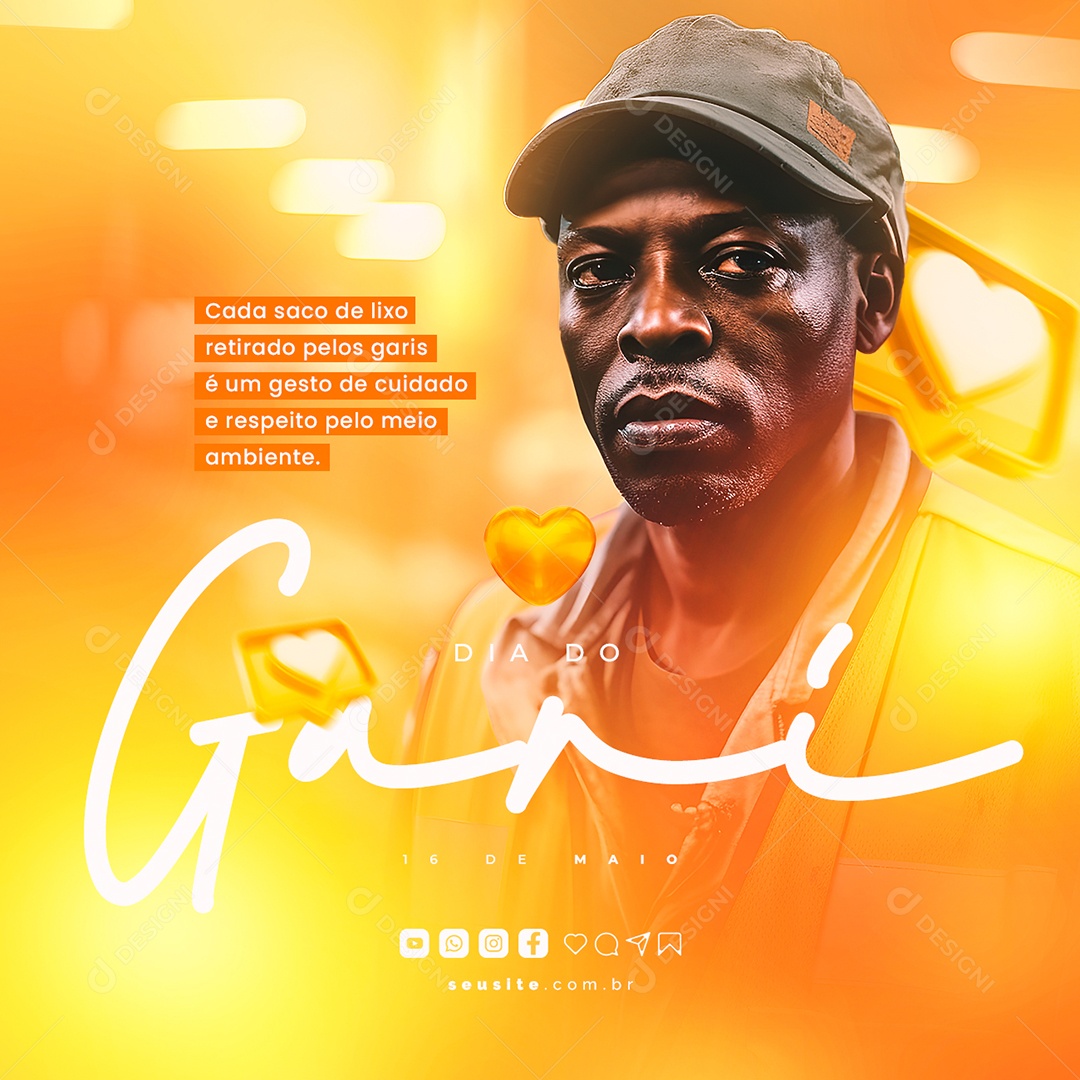 Social Media É Um Gesto De Cuidado e Respeito Pelo Ambiente Dia Do Gari PSD Editável