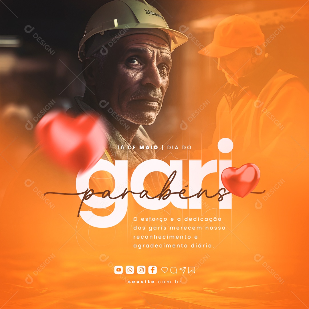 O Esforço e a Dedicação Merecem Nosso Reconhecimento Dia Do Gari Social Media PSD Editável