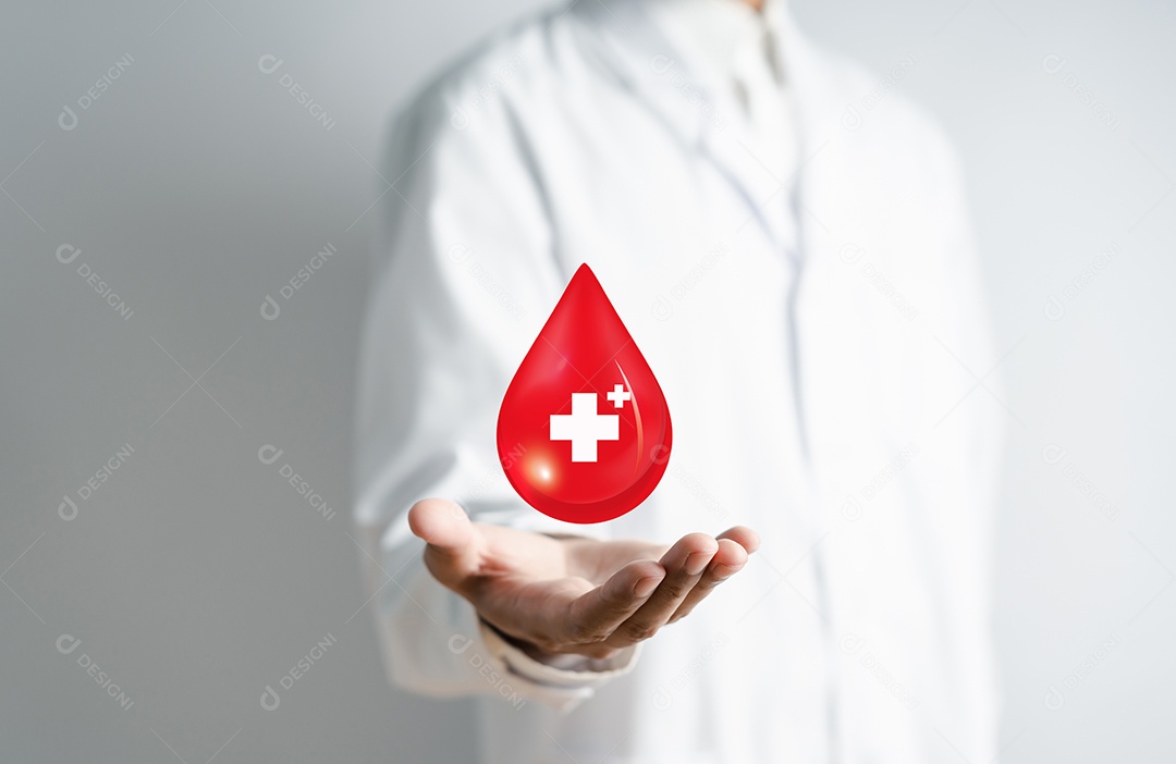 Médico de jaleco branco recebe doação de sangue, transfusão de sangue, dia mundial do doador de sangue