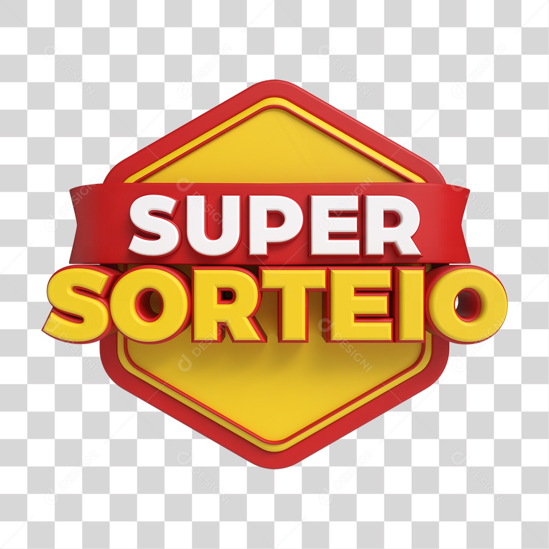 Selo 3D Super Sorteio PNG Transparente