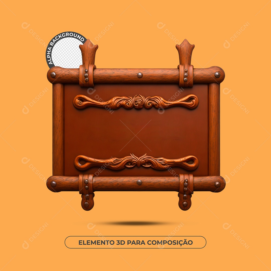 Placa De Madeira Elemento 3D Para Composição PSD