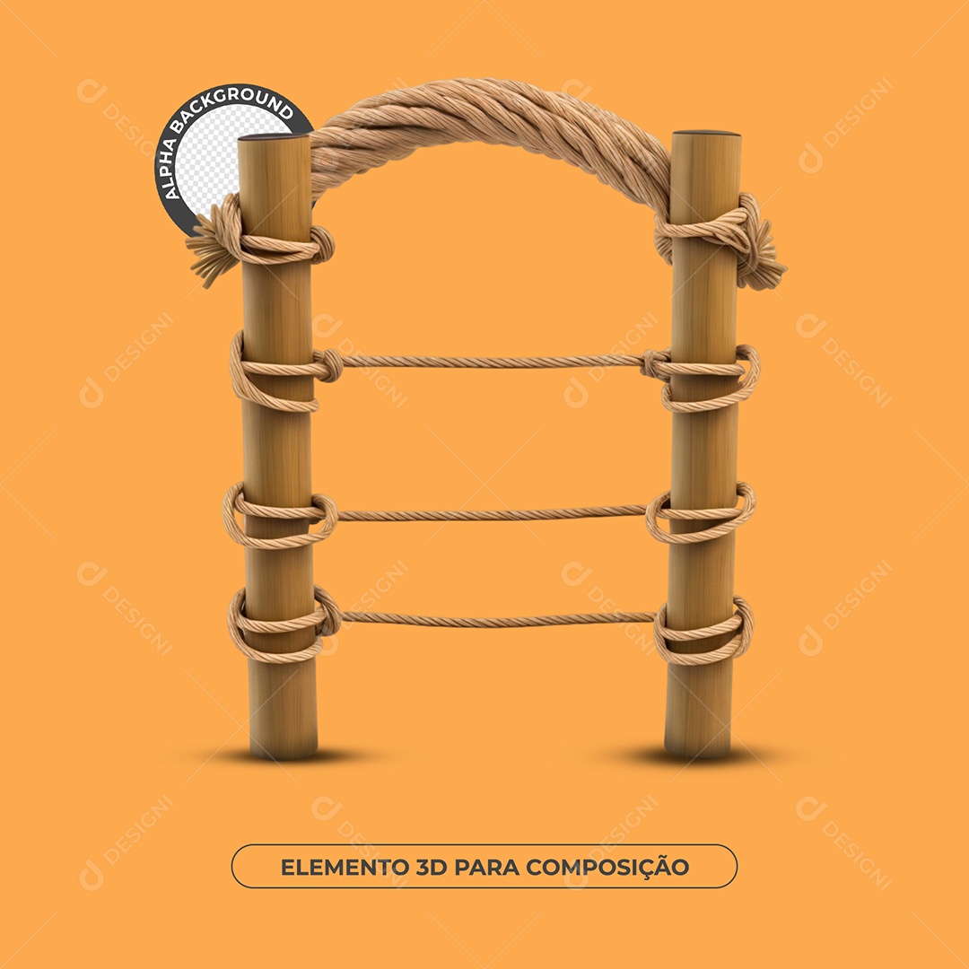 Arco de Bambu Elemento 3D Para Composição PSD
