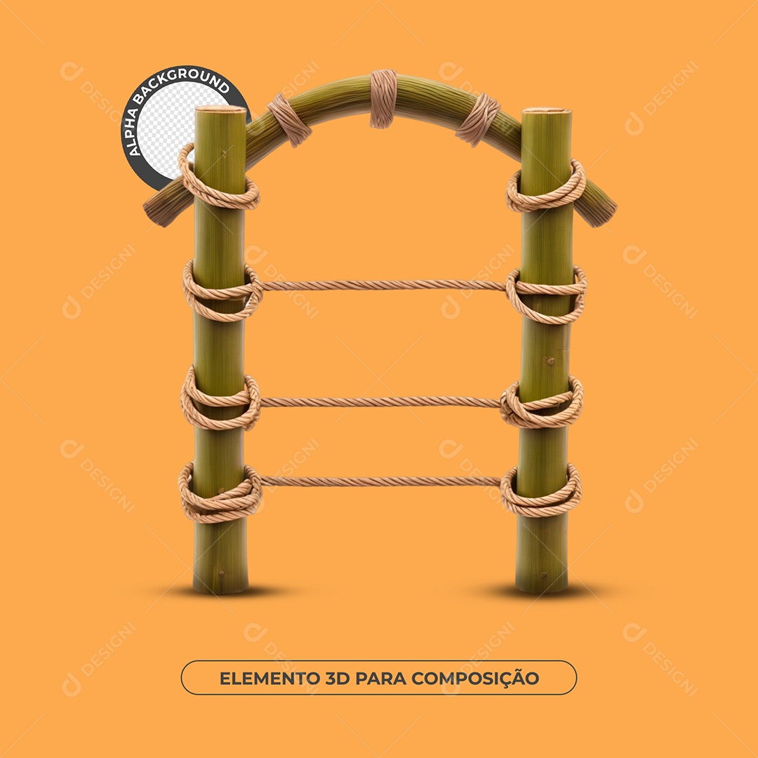 Arco de Bambu Elemento 3D Para Composição PSD