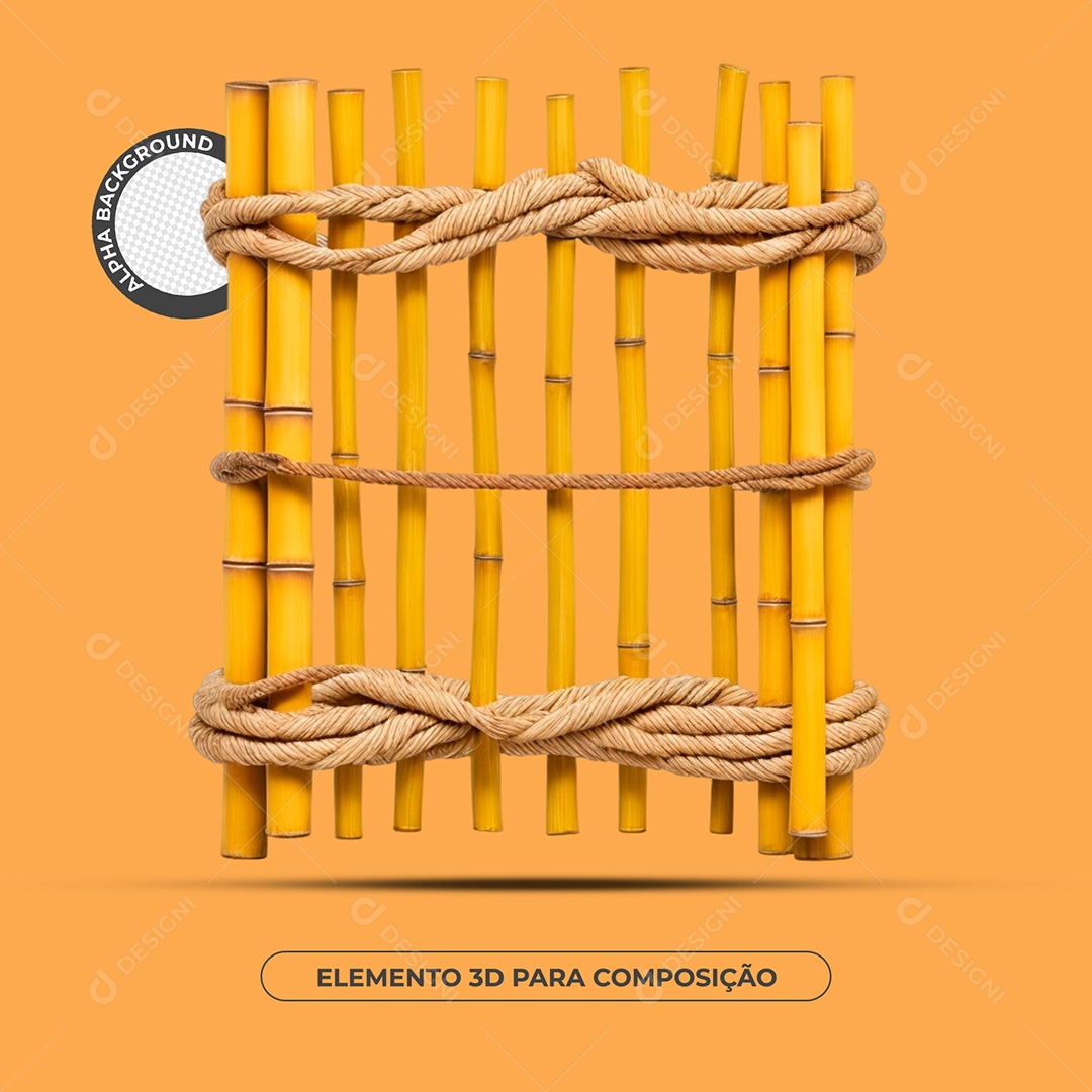 Bambu Amarrado Com Cordas Elemento 3D Para Composição PSD