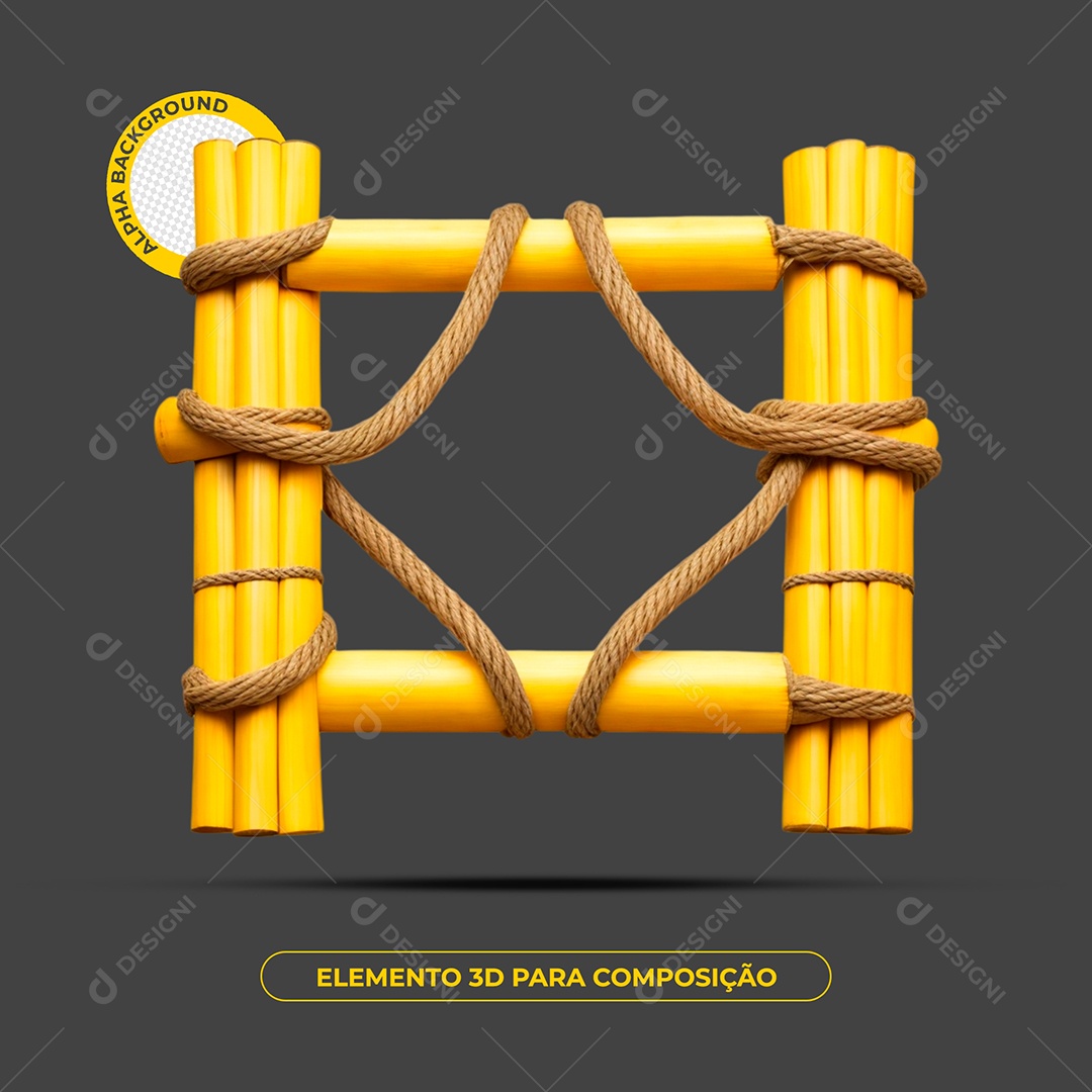 Cerca De Bambu Elemento 3D Para Composição PSD