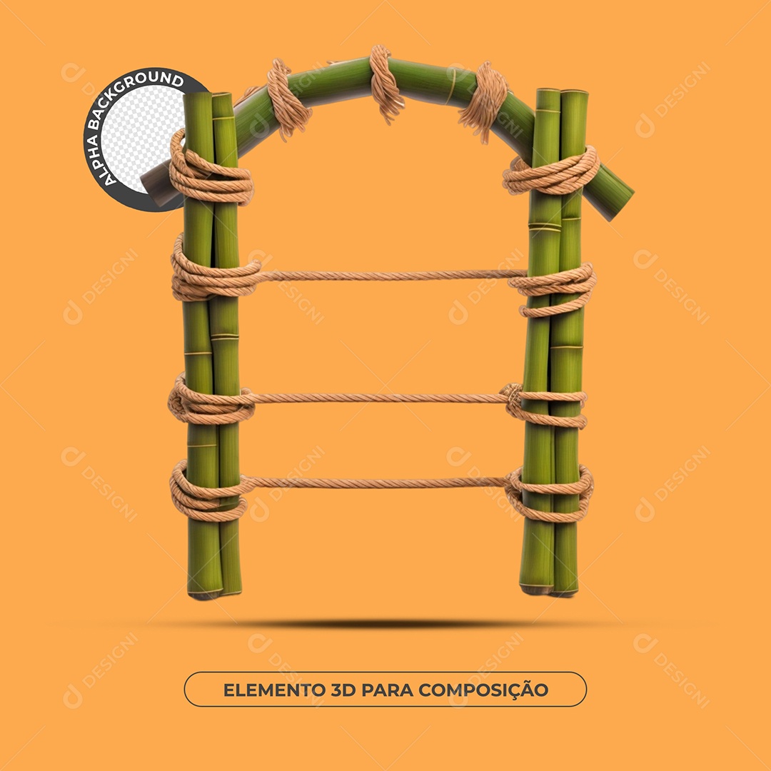 Portal De Bambu Elemento 3D Para Composição PSD