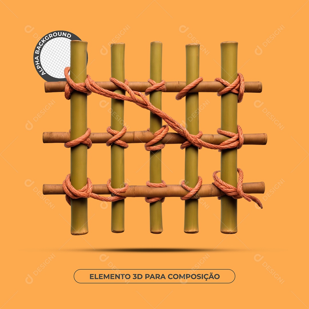 Cerca De Bambu Elemento 3D Para Composição PSD