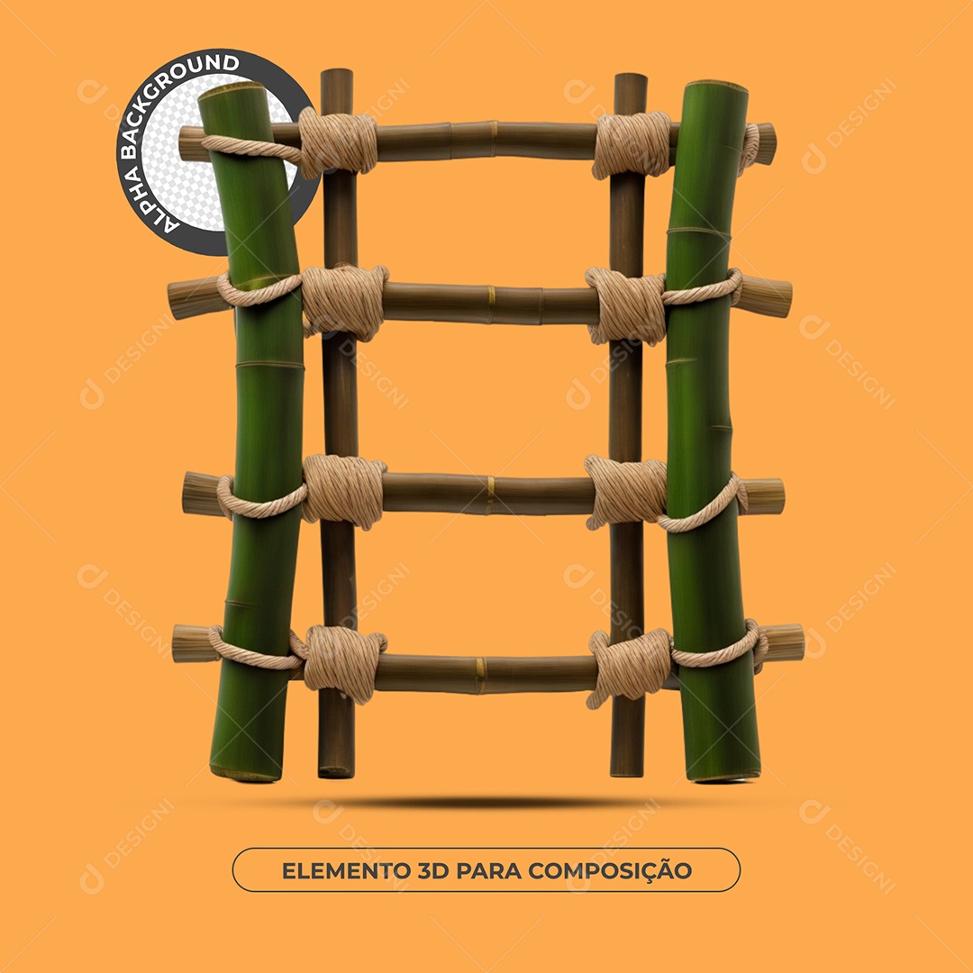 Ecoada De Bambu Elemento 3D Para Composição PSD